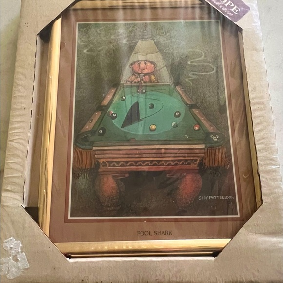 Gary Patterson "Pool Shark" 1980 Pool Wall Print Plaque 8x10 Vintage Sealed - Picture 1 of 9